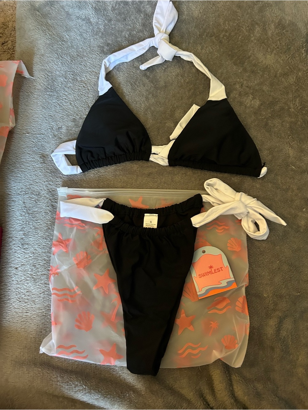 Black & White Tie Bikini Set